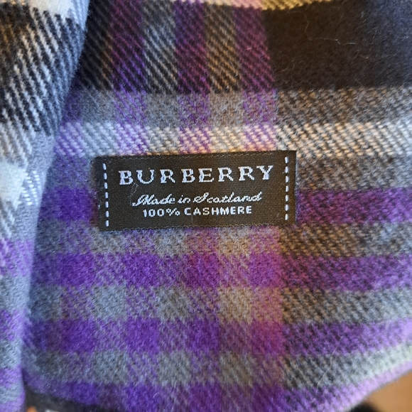 Burberry Pure Scottish Cashmere Purple Tartan Plaid Soft Nova Winter Scarf Wrap - Picture 3 of 3